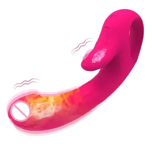 Nữ masturbator 10 tần số lưỡi Massager Kích thích Kép sưởi ấm nội bộ g-spot dildo Vibrator cho phụ nữ quan hệ tình dục đồ chơi