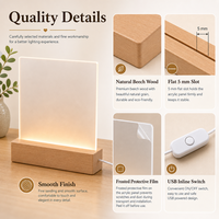 Base lumineuse LED en bois minimaliste moderne avec options de personnalisation, alimentée par USB, éclairage d'ambiance personnalisé pour hôtel, restaurant ou usage domestique