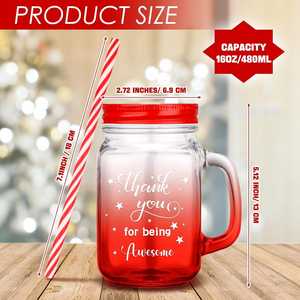 Vente en gros de gobelets en verre personnalisés de 16 oz avec couvercle et paille, idées de cadeaux de Noël inspirants <span class=keywords><strong>pour</strong></span> les collègues - Product Image 3