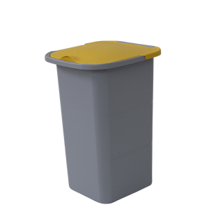 Contenedor de Basura de Plástico con Tapa Amarilla y Cuerpo Gris de 24 Litros - Product Image 1