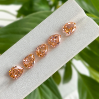 Harga Grosir Batu Permata Zirkon Sintetis Bentuk Pir Warna Oranye Merah CZ Buatan Laboratorium Potongan Bunga Es Batu Cubic Zirconia