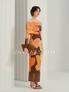 Abito Casual da Donna 26YEARSOLD Vintage Designer Primavera/Estate con Stampa Floreale, Rete, Spalle Scoperte, Vestibilità Slim, Lunghezza alla Caviglia 33179 - Product Image 3