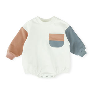 Monos al por mayor de colores contrastantes, de manga larga, de punto, para bebés y niñas pequeñas - Product Image 2