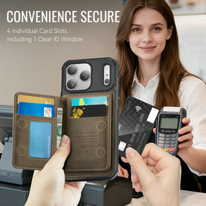 Nouvelle Arrivée Étui Rétro pour Téléphone Portable iPhone 17 Pro Max avec Fixation Magnétique <span class=keywords><strong>2</strong></span>-en-<span class=keywords><strong>1</strong></span> et Porte-Cartes en Cuir PU pour iPhone 17 Pro Max - Product Image 2
