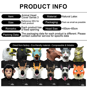 Máscaras de Animales de Látex Divertidas, Varios Estilos para Adultos, Decoración para Fiestas de Disfraces de Halloween, Accesorios Realistas para <span class=keywords><strong>la</strong></span> Cabeza, Venta al por Mayor, Personalizadas - Product Image 2