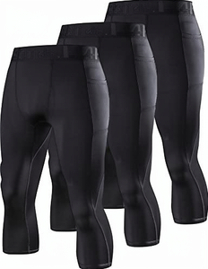 Pantalones de compresión hasta el tobillo para hombre SQINUSQN/Lion Chino, de otoño, material de spandex/nailon, diseño liso, cierre elástico, logotipo personalizado - Product Image 1