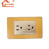 Plaque murale KLASS de type américain en argent brossé, prise murale intérieure à 3 broches avec double port USB pour interrupteurs d'hôtel en marbre