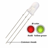 Diode LED Jstronic Bicolor 3mm 5mm 3 Broches Bi-couleur Anode/Cathode Commune Rouge Vert Bleu Jaune Blanc Lentille Diffuse Lampe LED