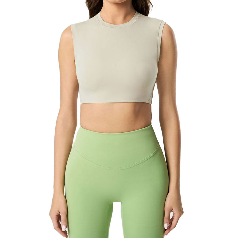 Female Summer Sleeveless Fitness Top Breathable and Quick-Drying with Custom Print Logo on Front Four-Way Stretch for Yoga