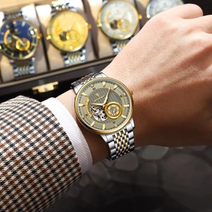 POEDAGAR Montre-bracelet de luxe pour homme, lumineuse, avec tourbillon ajouré, en acier inoxydable, mécanique automatique, Reloj - Product Image 4