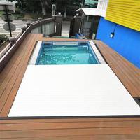 Automatische Poolabdeckung Komplettset Motorisierte Aufrollvorrichtung und Lamellenabdeckung für Einbau-Pools