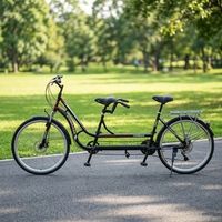 Vélo tandem 26 pouces, cadre en aluminium, vélo 2 places, hommes, femmes, adultes, fourche à suspension, freins à disque, porte-bagages arrière, vélo de loisirs à louer