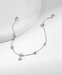 S925 Silver Star Chain <b>Bracelet</b> With Crystal Rhinestones Hypoallergenic Cubic Zirconia Minimalist Everyday Wear Women's Jewelry - Product Image 4