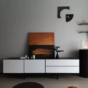 Orologio da parete 3d minimalista moderno in marmo nero di lusso con decorazione domestica nordica