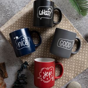 Tazze Creative in ceramica opaca per uso quotidiano interno ed <span class=keywords><strong>esterno</strong></span> doppio colore glassa testo stampato caffè e <span class=keywords><strong>set</strong></span> da tè - Product Image 6