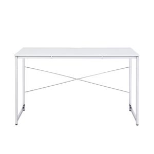 Db hiện đại rắn gỗ viết bàn trắng và Chrome với SLED cơ sở và kệ sách cho văn phòng nhà phòng khách máy tính bảng - Product Image 2