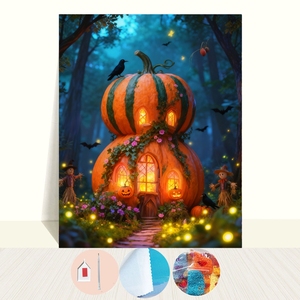 Kit de <span class=keywords><strong>pintura</strong></span> de diamantes 5D de <span class=keywords><strong>calabaza</strong></span> de Halloween de terror, pintado a mano, para decoración de pared de fondo de sala de estar y dormitorio - Product Image 2