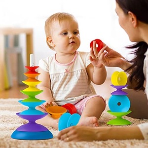 Juguete Montessori de Apilamiento de Formas para Niños, Juguete Educativo Temprano para el Reconocimiento de Colores, Juguete Giratorio de Arcoíris para Bebés - Product Image 3