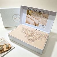 Ensemble de housse de couette moderne brodée de qualité, 6 pièces, motif floral, 4 taies d'oreiller, matériau polyester/coton, boîte cadeau de luxe