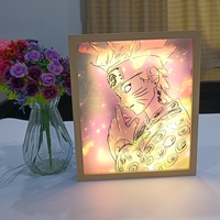 Personnalisé 3 Couleurs Décoration de la Maison Peinture Art Mural Cadre Photo en Bois Lampe de Table Anime Veilleuse Cadeaux pour Enfant