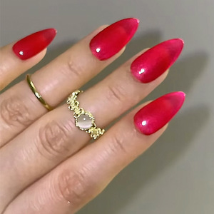 <span class=keywords><strong>Uñas</strong></span> Postizas Acrílicas Color Rojo Rosa, Estilo Almendrado Mediano, <span class=keywords><strong>Uñas</strong></span> Falsas de Color Sólido Personalizadas, Proveedores de <span class=keywords><strong>Uñas</strong></span> Postizas - Product Image 1