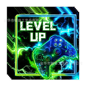 Nouvelle nappe de jeu jetable, fournitures pour fête d'<span class=keywords><strong>anniversaire</strong></span> sur le thème des jeux vidéo, contrôleur de jeu néon, graphique de jeu, papier de soie, plateau - Product Image 2