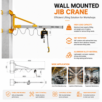 Grue à flèche industrielle murale 500 kg avec palan électrique, bras de 4 m, 180° °   Système de levage en alliage d'aluminium