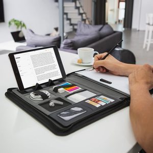 Imitación de cuero cuir portefeuille A4 Bloc de notas ranura para tarjeta compartimento maletín <span class=keywords><strong>cartera</strong></span> con cierre de cremallera - Product Image 4