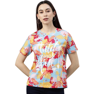 Camiseta de manga corta con cuello redondo para mujer de la mejor calidad, nuevo diseño, gráficos personalizados impresos de talla grande, informal, directo de fábrica de Bangladesh - Product Image 1