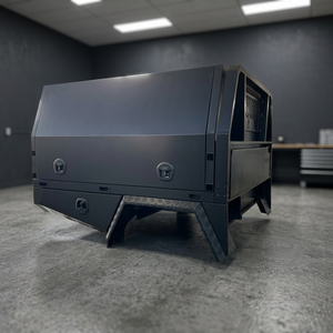 1800mm Wide Black Aluminium Ute Tray With Headboard <b>Tool</b> Storage Drawers - Product Image 3