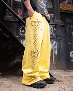 Pantalon homme sur mesure, respirant, style urbain, taille élastique à cordon de serrage, coupe ample, jambe droite, délavé à l'acide, évasé, pour l'été - Product Image 2