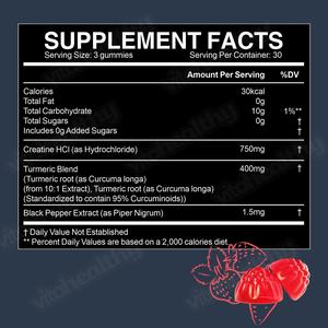 วิต้าเฮลท์ตี้ ชูการ์ฟรี สตรอว์เบอร์รี ครีเอทีน เอชซีแอล กัมมี่ส์ รับผลิตแบบ OEM ODM สำหรับใช้ในชีวิตประจำวันและสร้างแบรนด์ ครีเอทีน เอชซีแอล กัมมี่ส์ - Product Image 6