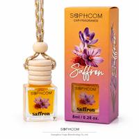 Diffuseur de parfum pour voiture 8 ml, flacon en verre avec couvercle en bois, désodorisant suspendu, marque privée, fabricant OEM sur mesure