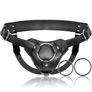 Arnés de cuero para bondage con dildo, bragas y pantalones strap-on, 100% impermeables, certificados CE, juguetes sexuales para adultos. - Product Image 1