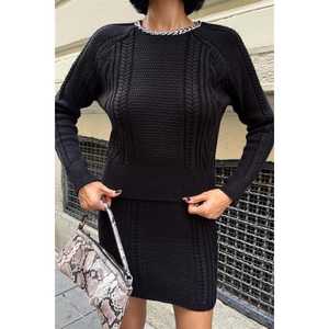 Conjunto de punto sin espalda Vinca para mujer, manga larga, informal, otoño, negro, rojo, detalle de cadena - Product Image 5