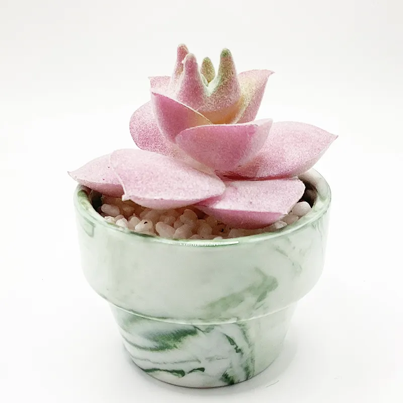 JF High-Quality Flocking Morden Artificial Mini Succulent Cactus Sets Potted Plants With Ceramic Pot Faux Garden Flower