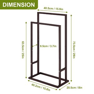 Rangement de salle de bain Buanderie Porte-serviettes sur pied Porte-serviettes en métal à 2 niveaux Porte-serviettes en métal - Product Image 5