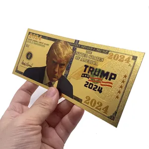 Free Shipping Custom 2024 America 45th-President Donaldtrump Souvenir Plastic 24K Gold Foil Plated Banknote