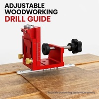 Kit de gabarit multi-fonctionnel pour trous de poche avec foret étagé, guide de perçage réglable en aluminium pour le travail du bois et la fabrication d'armoires