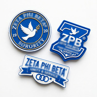 Écussons PVC personnalisés de haute qualité, style inspiré de la série Sorority, avec lettres grecques, bleu roi et blanc, forme carrée