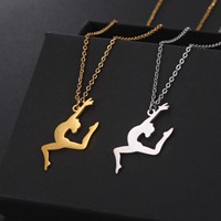 Collar de Acero Inoxidable con Diseño Artístico de Gimnasia, Ballet y Danza, Estilo Deportivo, Venta al por Mayor