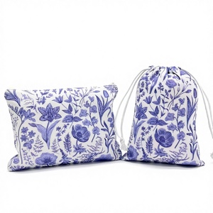 Bolsa de Maquillaje Portátil con Cremallera, Diseño Floral <span class=keywords><strong>Retro</strong></span>, Tejido Jacquard, Alta Calidad, Lavable a Mano - Product Image 4