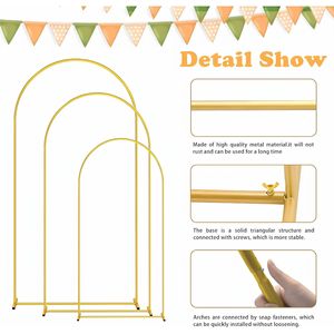 Support d'arche de <span class=keywords><strong>ballons</strong></span> en fer forgé avec housse en tissu et <span class=keywords><strong>attaches</strong></span> à boucle, pour cérémonie de mariage, forme semi-circulaire, design portail lunaire - Product Image 4