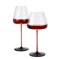 Verres à vin rouge bordeaux Lakotto Light Luxurious Black Tie, en cristal fait main, écologiques, style américain moderne, logo personnalisé