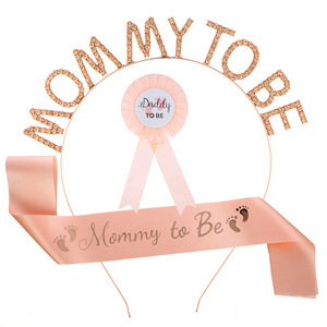 Nouvelle mode maman à être bandeau bandoulière étiquette ceinture bébé douche cadeau ensemble nouveau-né fête fournitures - Product Image 3