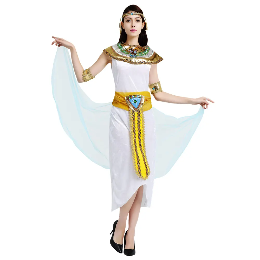 Carnavalsfeest Halloween Cosplay Oude Egypte Volwassen Vrouwen Farao Cleopatra Koningin Egyptische Prinses Jurk Kostuum