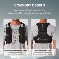 Gilet d'hydratation NEVO RHINO 5L, sac d'hydratation pour le cyclisme, nylon léger, sac à eau de 500 ml, bouche ronde avec couvercle, équipement de plein air