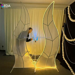 LEDA <b>Wedding</b> India S Shape Backdrop <b>Frame</b> Interior LED Light Metal Mesh Yarn Backdrop Stand for <b>Wedding</b> Stage - Product Image 5