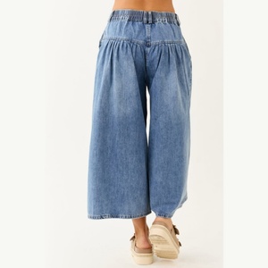 Nouvel Arrivage – Jean Femme Taille Haute Coupe Ample Jambe Large en Denim Délavé Moyen avec Logo Personnalisé - Product Image 2