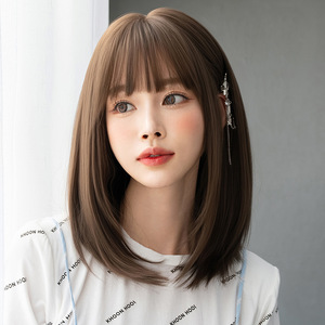 วิกผมสั้นทรงบ๊อบสไตล์เกาหลี 40 ซม. สีน้ำตาลเย็น พร้อมหน้าม้า สำหรับผู้หญิง - Product Image 4